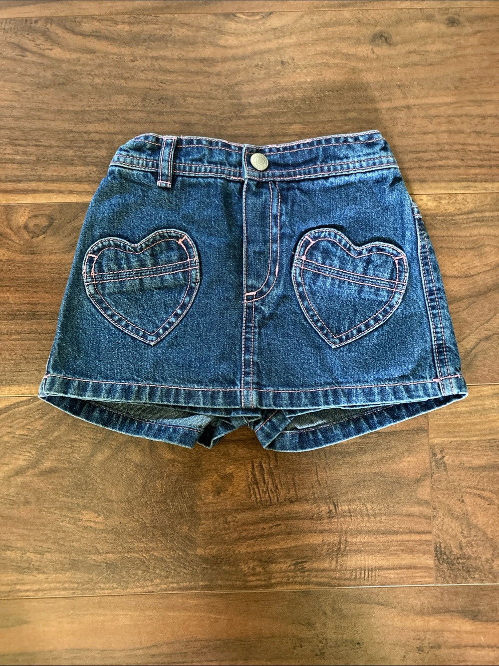 Old Navy Dark Blue Denim Shorts with Heart Patch Pockets